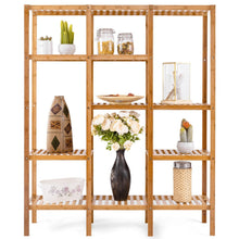 Load image into Gallery viewer, Great autentico 5 tiers design multifunctional bamboo shelf storage organizer plant rack display stand solid construction waterproof moistureproof perfect for bathroom balcony kitchen indoor outdoor use