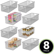 Load image into Gallery viewer, Online shopping mdesign farmhouse decor metal wire food organizer storage bin basket with handles for kitchen cabinets pantry bathroom laundry room closets garage 16 x 9 x 6 in 8 pack graphite gray