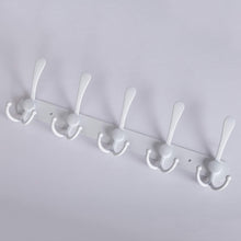 Load image into Gallery viewer, Discover webi coat rack wall mounted 5 tri hooks decorative coat hook rack triple hook rail wall hooks for bathroom kitchen office entryway closet white 2 packs
