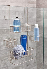 Load image into Gallery viewer, Home idesign metalo bathroom over the door shower caddy with swivel storage baskets for shampoo conditioner soap 22 7 x 10 5 x 8 2 satin