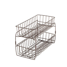 Load image into Gallery viewer, Results smart design 2 tier stackable pull out baskets sturdy wire frame design rust resistant vinyl coat for pantries countertops bathroom kitchen 18 x 11 75 inch bronze