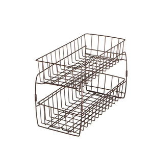 Results smart design 2 tier stackable pull out baskets sturdy wire frame design rust resistant vinyl coat for pantries countertops bathroom kitchen 18 x 11 75 inch bronze