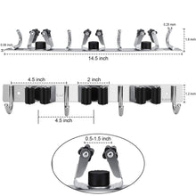 Load image into Gallery viewer, Storage favbal 2pcs broom mop holder wall mount stainless steel wall mounted storage organizer heavy duty tools hanger for kitchen bathroom closet garage office garden