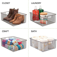 Load image into Gallery viewer, Related mdesign farmhouse decor metal wire food organizer storage bin baskets with handles for kitchen cabinets pantry bathroom laundry room closets garage 8 pack bronze