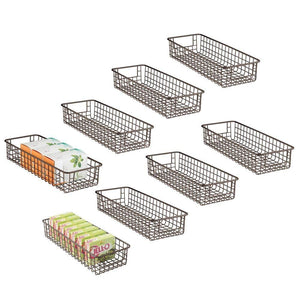 Buy mdesign household wire drawer organizer tray storage organizer bin basket built in handles for kitchen cabinets drawers pantry closet bedroom bathroom 16 x 6 x 3 8 pack bronze