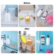 Load image into Gallery viewer, Cheap leefe 2pcs kitchen faucet sponge holder stainless steel storage rack hanging sink caddy organizer for scrubbers soap bathroom detachable no suction cup or magnet no drilling