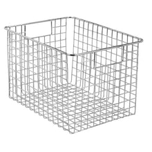 Load image into Gallery viewer, Exclusive mdesign large heavy duty metal wire storage organizer bin basket built in handles for food storage kitchen cabinet pantry closet bedroom bathroom garage 12 x 9 x 8 pack of 4 chrome