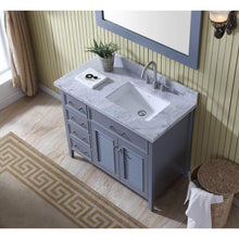 Load image into Gallery viewer, Shop for ariel d043s r gry kensington 43 inch right offset single sink bathroom vanity set in grey with carrara marble countertop