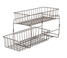 Load image into Gallery viewer, Select nice smart design 2 tier stackable pull out baskets sturdy wire frame design rust resistant vinyl coat for pantries countertops bathroom kitchen 18 x 11 75 inch bronze