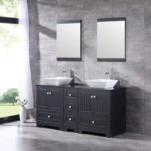 Load image into Gallery viewer, Online shopping sliverylake 60 bathroom vanity and sink combo bathroom cabinet black countertop sink bowl w mirror set ceramic vessel black trapeziform