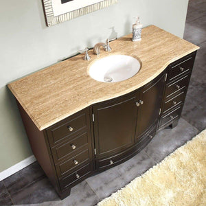 Save silkroad exclusive hyp 0703 t uwc 55 travertine top single white sink bathroom vanity with espresso cabinet 55 dark wood