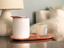 Load image into Gallery viewer, Kitchen white real marble jar with rose gold lid tray small vanity jar for bathroom storage make up brushes q tips pens flowers trinkets keys metal lid round shape container bathroom cup