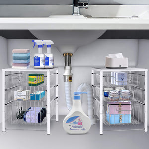Great simple trending 3 tier under sink cabinet organizer with sliding storage drawer desktop organizer for kitchen bathroom office stackbale chrome