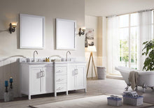 Load image into Gallery viewer, Amazon best ariel e073d wht hollandale 73 solid wood double sink bathroom vanity set in white with white carrara marble countertop and mirror