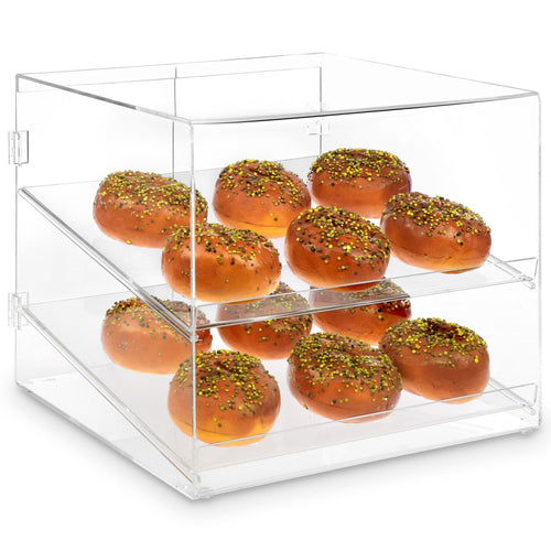 #HW001 Clear Acrylic Pastry Case Self Serve Pastry or donut display case with 2 Removable Trays, Rear Door